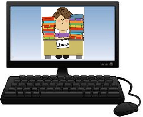 Picture of a librarian on a computer