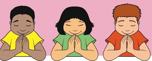 Animated picture of 3 people praying