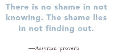Quote that says &quot;There is no shame in not knowing. The shame lies in not finding out&quot;